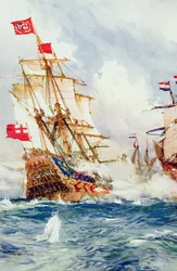 When Blake Swept the Seas: A Battle Between Admiral Blake (1599-1657) og Van Tromp (1598-1653) illustrasjon fra 